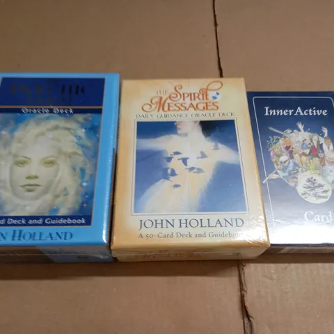 LOT OF 3 SEALED GUIDEBOOK TAROT DECKS TO INCLUDE ORACLE DECK BY JOHN HOLLAND