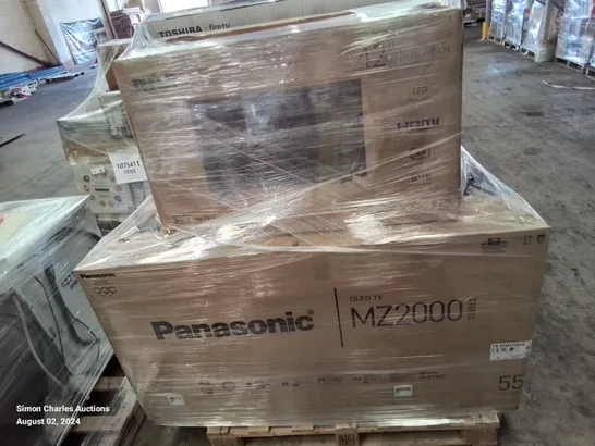 PALLET OF APPROXIMATELY 12 UNPROCESSED RAW RETURN TELEVISIONS TO INCLUDE;