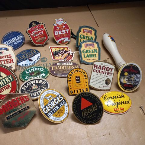 LOT OF 20 ASSORTED BEER BRAND TAP LOGOS