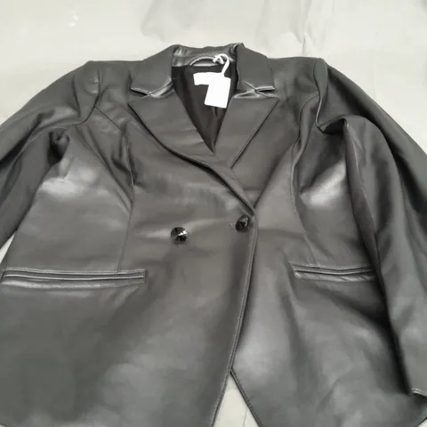 DANNII MINOGUE BLACK FAUX LEATHER JACKET - SIZE 14