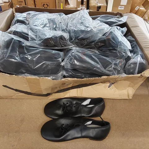 BOX OF APPROXIMATELY 23X BRAND NEW PAIRS OF DANCEYOU LEATHER BLACK JAZZ SLIPPERS - SIZE UK7 (1 BOX)