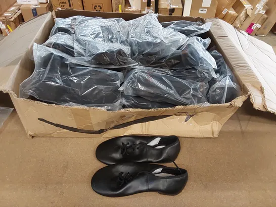 BOX OF APPROXIMATELY 23X BRAND NEW PAIRS OF DANCEYOU LEATHER BLACK JAZZ SLIPPERS - SIZE UK7 (1 BOX)