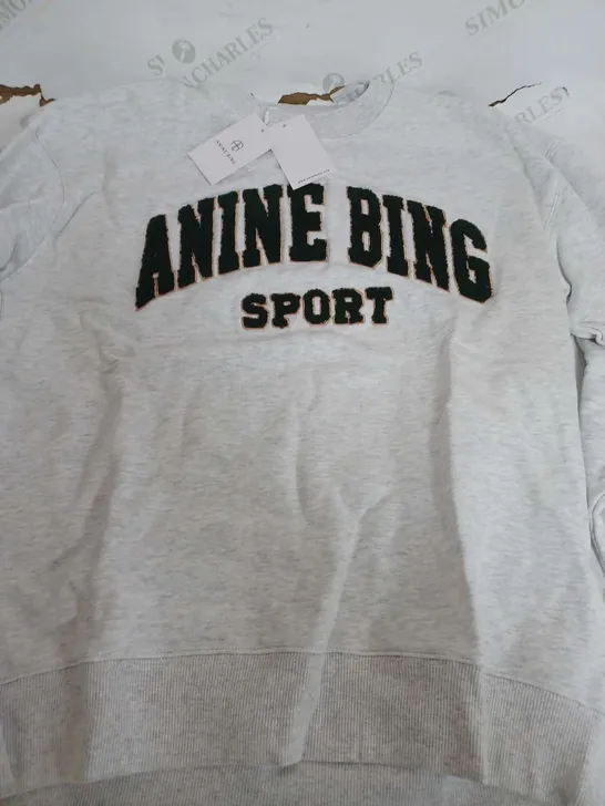 ANINE BING SPORTS LIGHT GREY SWEATSHIRT - LARGE