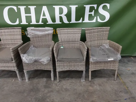 DESIGNER SET OF 6 GREY RATTAN CHAIRS WITH CUSHIONS