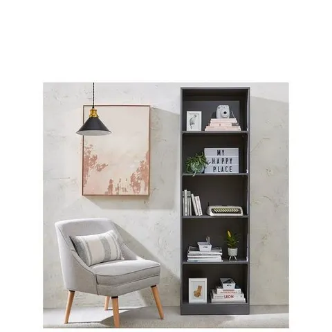 BOXED EVERYDAY NEW METRO TALL WIDE BOOKCASE - GREY