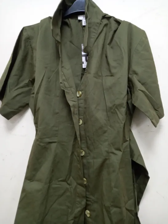 DOROTHY PERKINS WRAP SHIRT DRESS IN KHAKI GREEN - SIZE 14