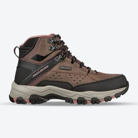 SKETCHERS MEMORY FOAM WATERPROOF HIKING BOOTS IN BROWN/PINK SIZE 7