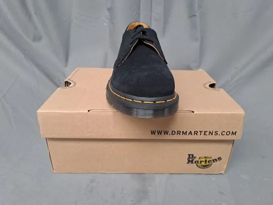 BOXED PAIR OF DR MARTENS SUEDE SHOES IN BLACK UK SIZE 6.5