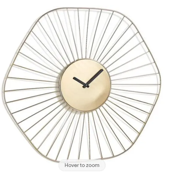 BRAND NEW MY HOME LARGE DECORATIVE WIRE WALL CLOCK IN GOLD EFFECT