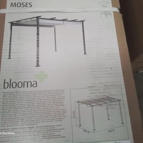 BOXED BLOOMA MOSES 4 × 3M SLIDING FABRIC ROOF GAZEBO