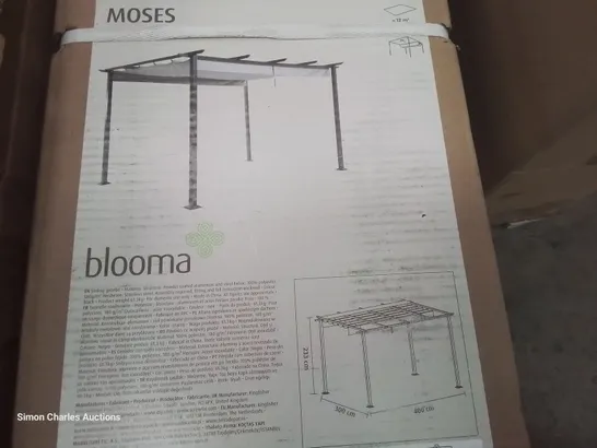 BOXED BLOOMA MOSES 4 × 3M SLIDING FABRIC ROOF GAZEBO