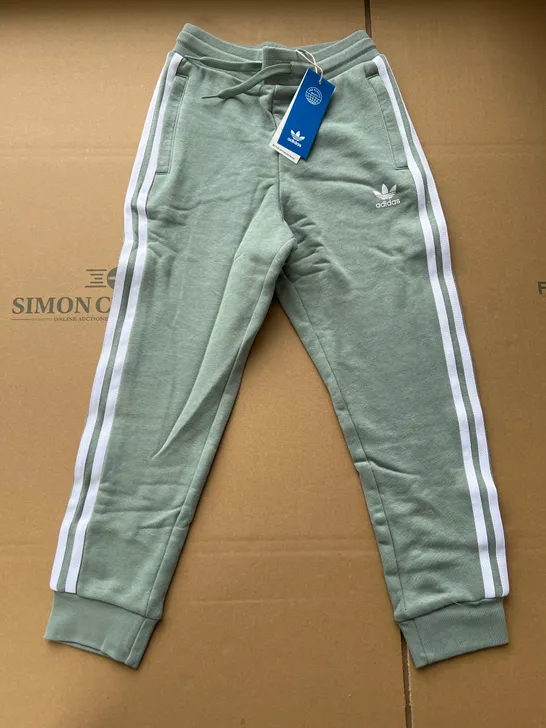 ADIDAS THREE STRIPE ORIGINAL SAGE GREEN JOGGERS SIZE 7-8