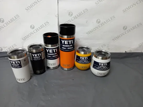 BOXED LOT OF 6 OF YETI RAMBLER DRINKING BOTTLES VARIOUS SIZES