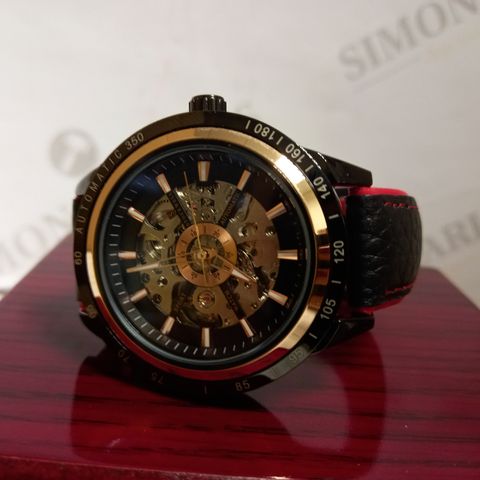 STOCKWELL AUTOMATIC 350 SKELETON DIAL LEATHER STRAP WRISTWATCH 
