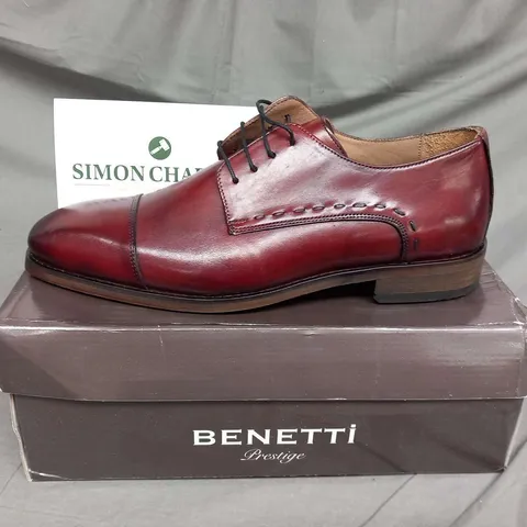 BOXED BENETTI ARTHUR BURGUNDY LEATHER SIZE 43