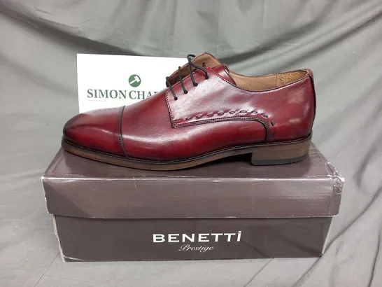 BOXED BENETTI ARTHUR BURGUNDY LEATHER SIZE 43