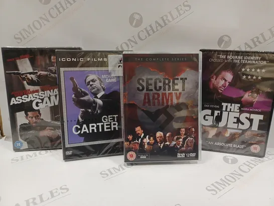 BOX OF APPROX 8 DVD'S TO INCLUDE SECRET ARMY, THE GUEST, GET CARTER, ETC. 