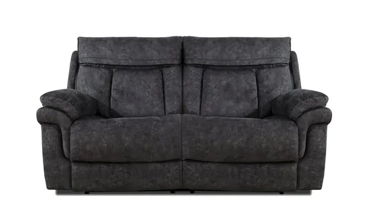 QUALITY DESIGNER ORION 2 SEATER POWER RECLINER SOFA WITH POWER HEADREST PLUSH DARK GREY FABRIC