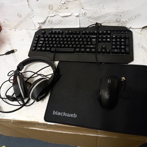 BLACKWEB 4-IN-1 GAMING KIT - KEYBOARD, MOUSE, HEADSET AND MOUSEMAT