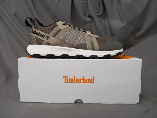 BOXED PAIR OF TIMBERLAND WINSOR TRAIL SHOES IN LIGHT BROWN MESH UK SIZE 9