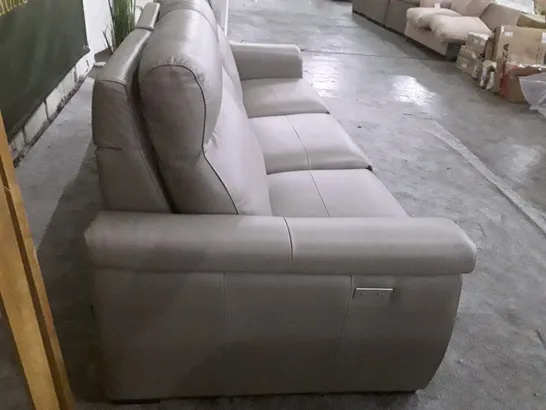 QUALITY ITALIAN DESIGNER ADRIANO ELECTRIC RECLINER LARGE SOFA - TAUPE LEATHER