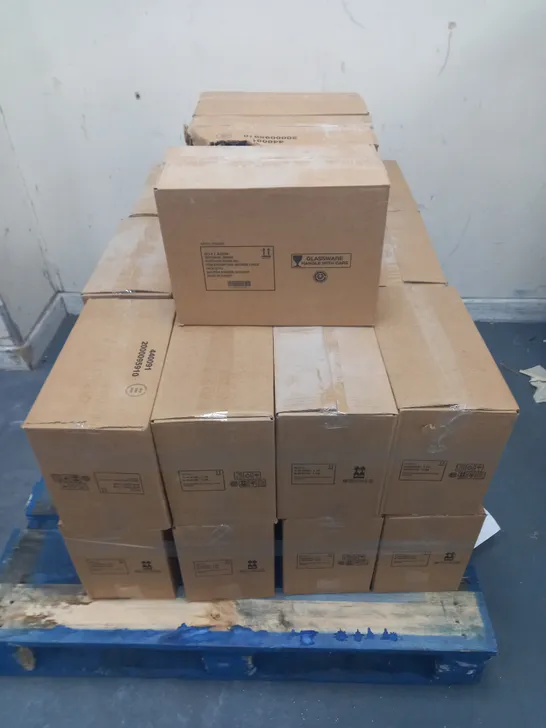 PALLET OF APPROXIMATELY 25 BOXES TO INCLUDE WINE GLASSES (2 PACKS OF 4 GLASSES PER BOX) - COLLECTION ONLY