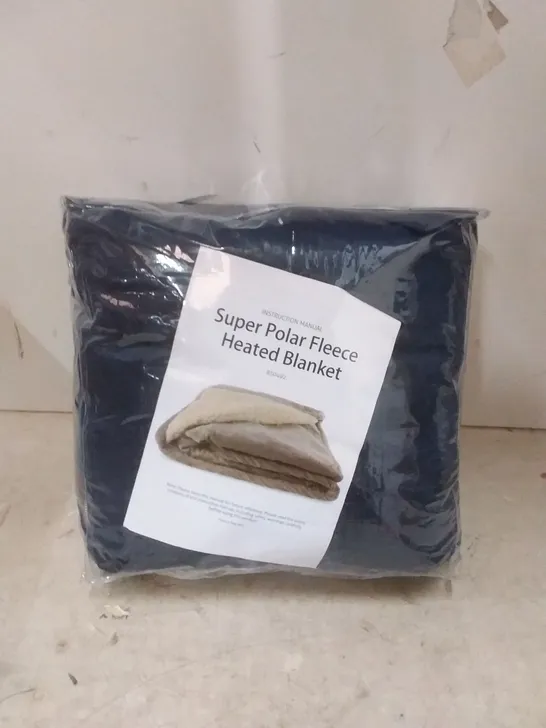 BOXED SUPER POLAR FLEECE 160CM X 120CM HEATED BLANKET( NAVY BLUE )