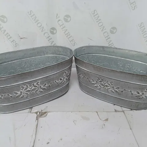 PAIR OF ZINC LEAFY VINE TROUGHS