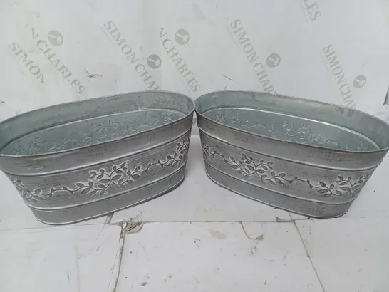 PAIR OF ZINC LEAFY VINE TROUGHS