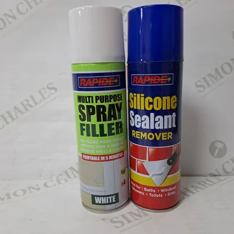 APPROXIMATELY 10 ASSORTED RAPIDE SPRAY PRODUCTS TO INCLUDE MULTIPURPOSE SPRAY FILLER AND SILICONE SEALANT REMOVER 