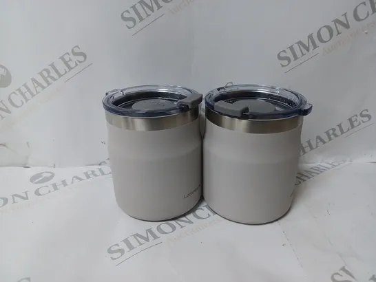 BOXED LOCK & LOCK SET OF INSULATED STAINLESS STEEL MUGS - OFF WHITE