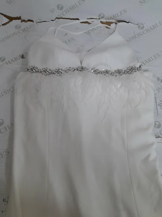 BOXED NADINE MERABI WHITE MAXI SKIRT & BRA TOP - MEDIUM