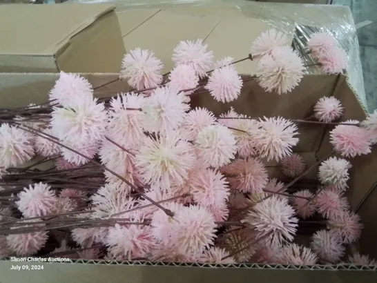 PALLET CONTAINING APPROXIMATELY 60 BOXES OF PINK POM POM STEMS