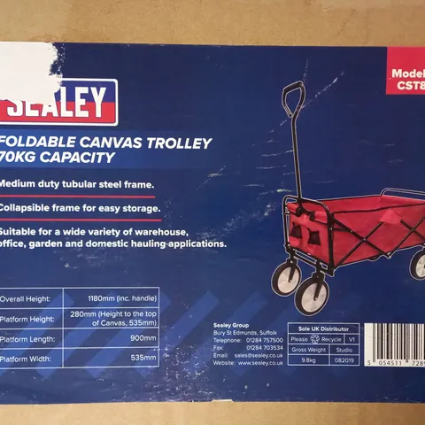 BOXED CST802 SEALEY FOLDABLE CANVAS TROLLEY 