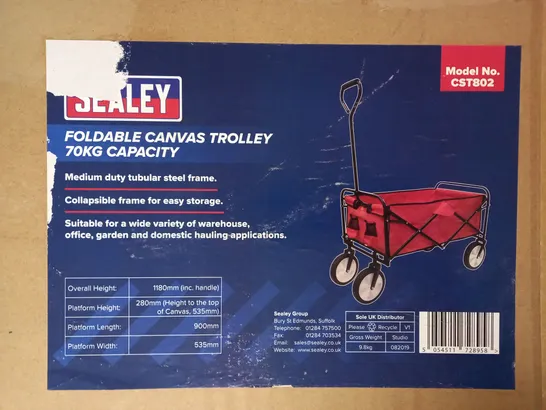 BOXED CST802 SEALEY FOLDABLE CANVAS TROLLEY 