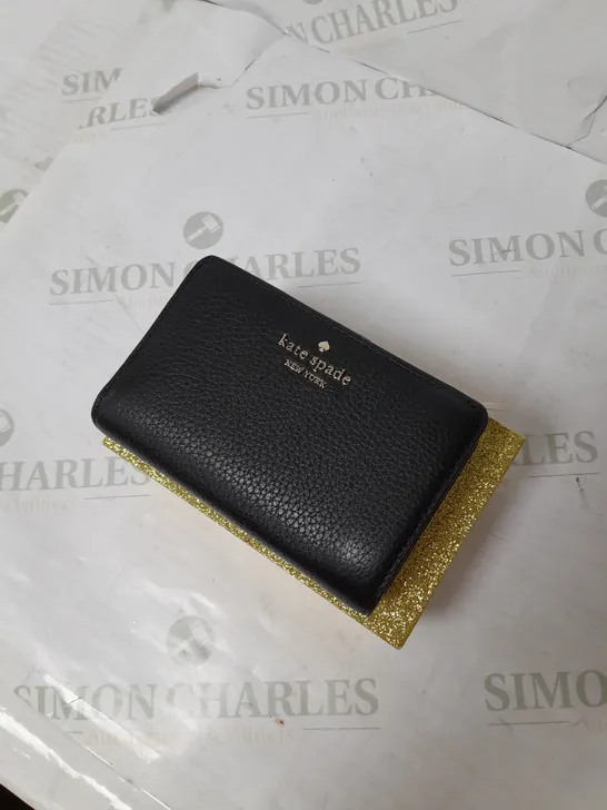 KATE SPADE BLACK LEATHER PURSE WITH GOLD DETAILS