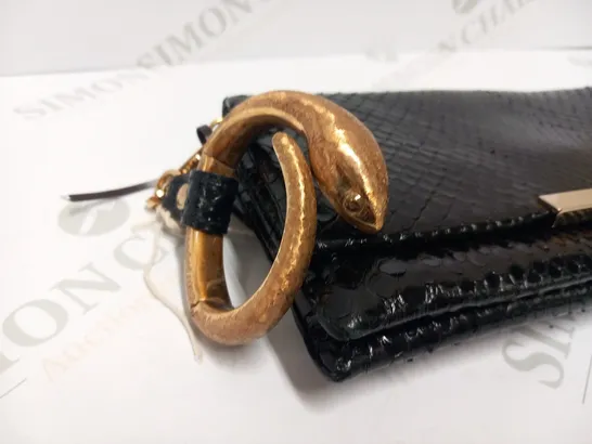 ROBERTO CAVALLI BLACK SNAKESKIN EFFECT PURSE