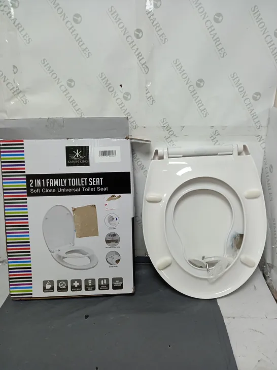 BOXED 2 IN 1 FAMILY TOILET SEAT - SOFT CLOSE UNIVERSAL TOILET SEAT 