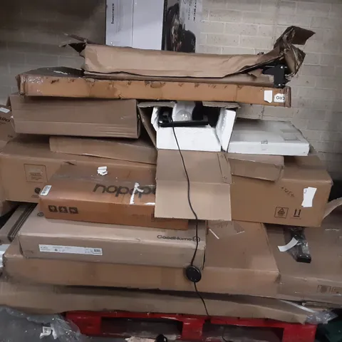 PALLET OF ASSORTED ITEMS TO INCLUDE A AIR FRYER OVEN AND A LADOGA FREESTANDING BASIN CABINET 
