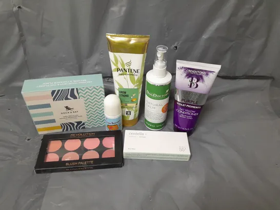 APPROXIMATELY 20 ASSORTED COSMETICS PRODUCTS TO INCLUDE - REVOLUTION BLUSH PALETTE, THE DOG DOCTORS HERBAL SPRAY AND CENTELLA SUN CREAM 