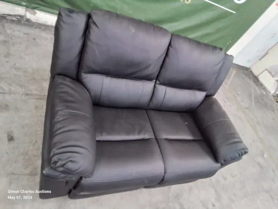 DESIGNER 2 SEATER MANUAL RECLINING SOFA IN BLACK LEATHER 