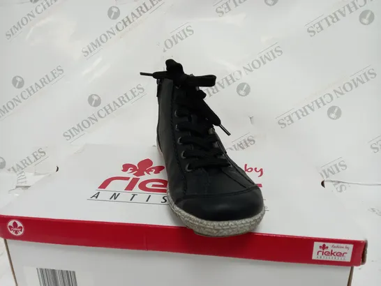 RIEKER LACE ANKLE BOOT BLACK SIZE 5 - BOXED 