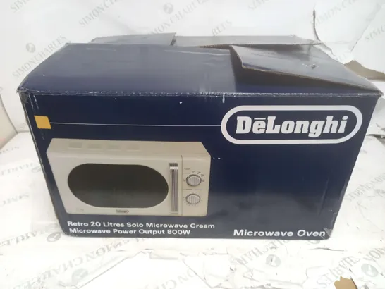 BOXED DELONGHI RETRO 20 LITRES SOLO MICROWAVE IN CREAM