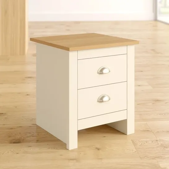 BOXED LORETTA 2 DRAWER BEDSIDE TABLE - CREAM (1 BOX)