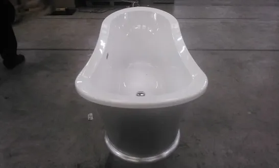 DESIGNER FREESTANDING ROLL TOP BOAT BATH SILVER FINISH RRP £2000