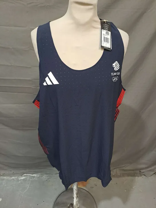 ADIDAS TEAM GB RUNNING VEST IN NAVY SIZE L