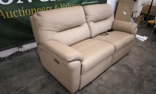 QUALITY BRITISH DESIGNED & MANUFACTURED G PLAN SEATTLE 3 SEATER POWER RECLINER SOFA CAMBRIDGE PUTTY LEATHER