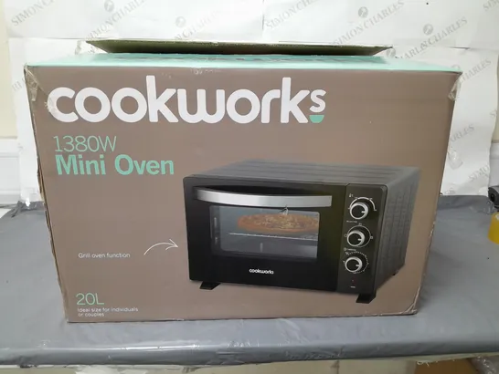 BOXED COOKWORKS MINI OVEN 20 LITRE BLACK - COLLECTION ONLY