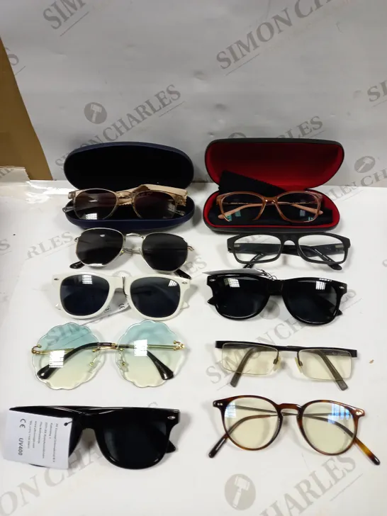 BOX OF 10 ASSORTED EYE & SUNGLASSES IN VARIOUS STYLES 