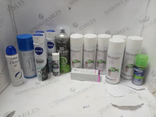 LOT OF HOUSEHOLD ITEMS TO INCLUDE NIVEA ANTI-PERSPIRANT, CERAMIC DRY FILM SPRAY, ETC